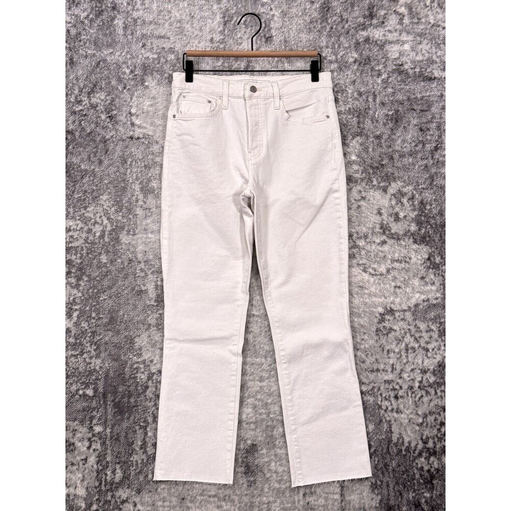 Frank & Eileen Jeans 29 Womens Cork High Rise Straight White Denim Raw Hem